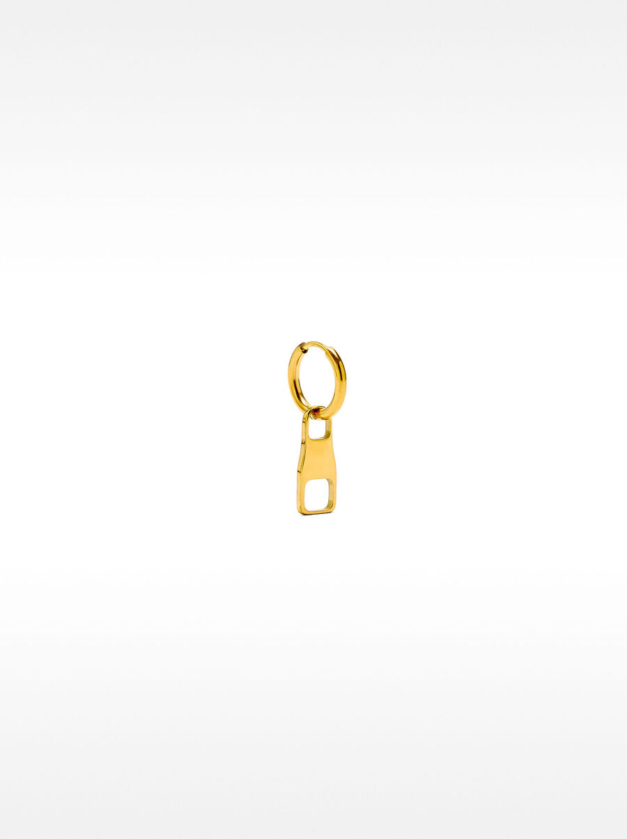 Single zipper hoop earring - stainless steel