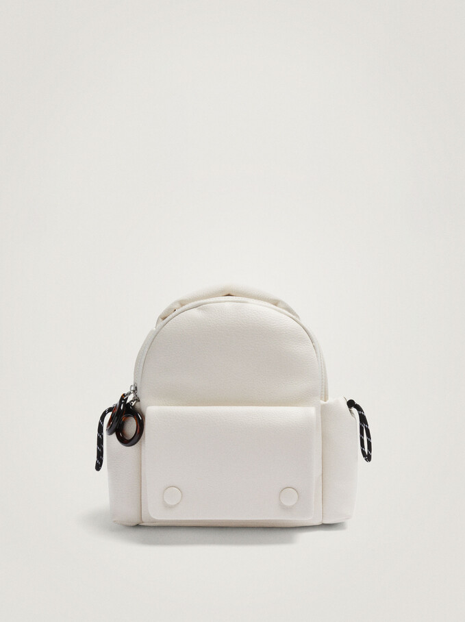 Backpack With Outer Pockets, Ecru, hi-res