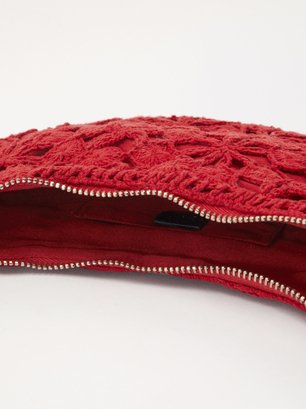 Crochet Crossbody Bag, Red, hi-res
