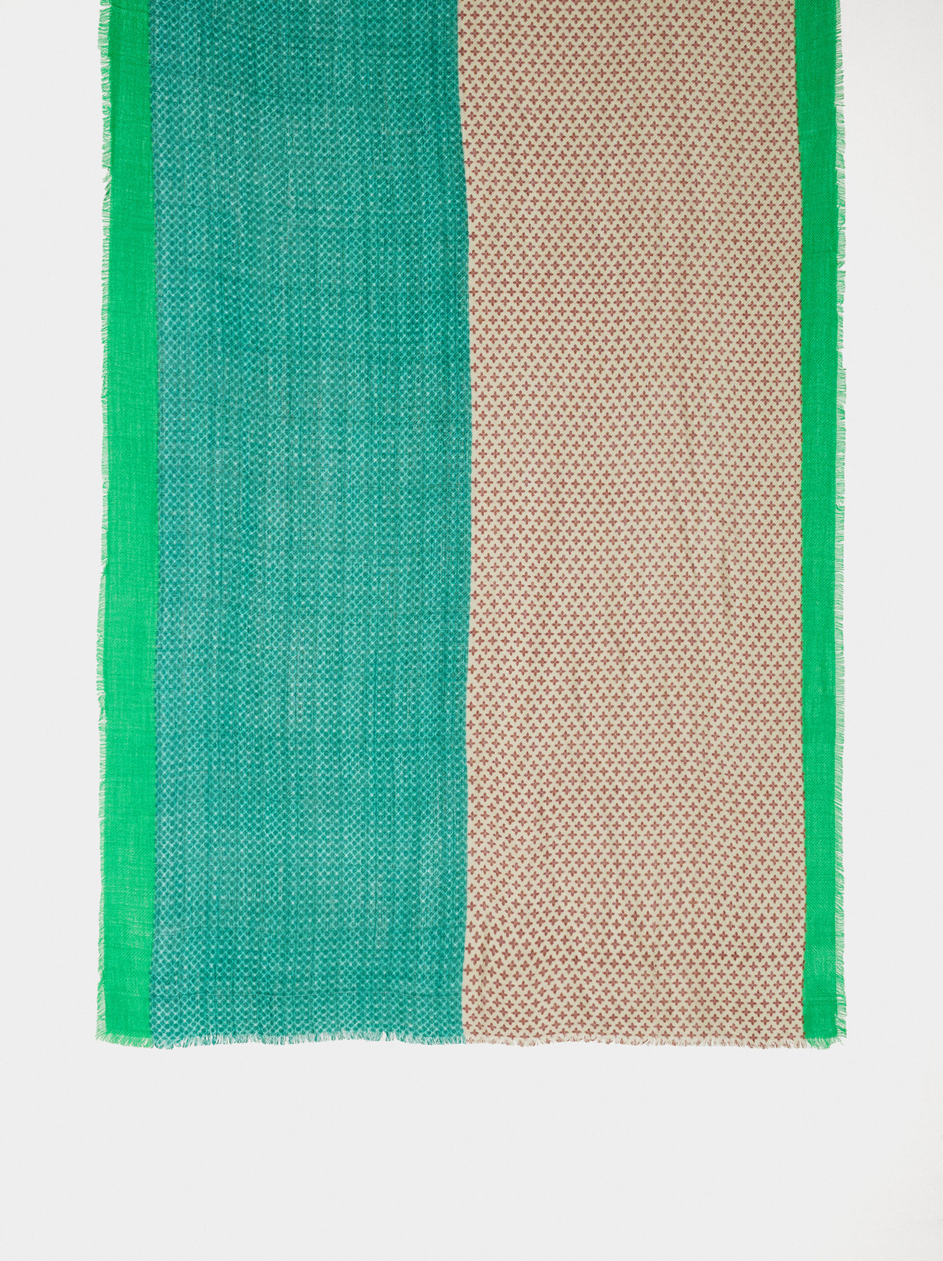 Printed scarf with wool contrast image number 2.0