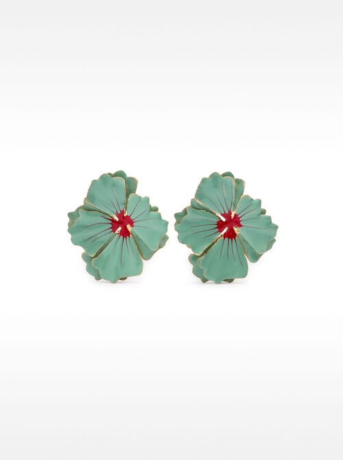 Orecchini maxi con fiore doppio smaltati