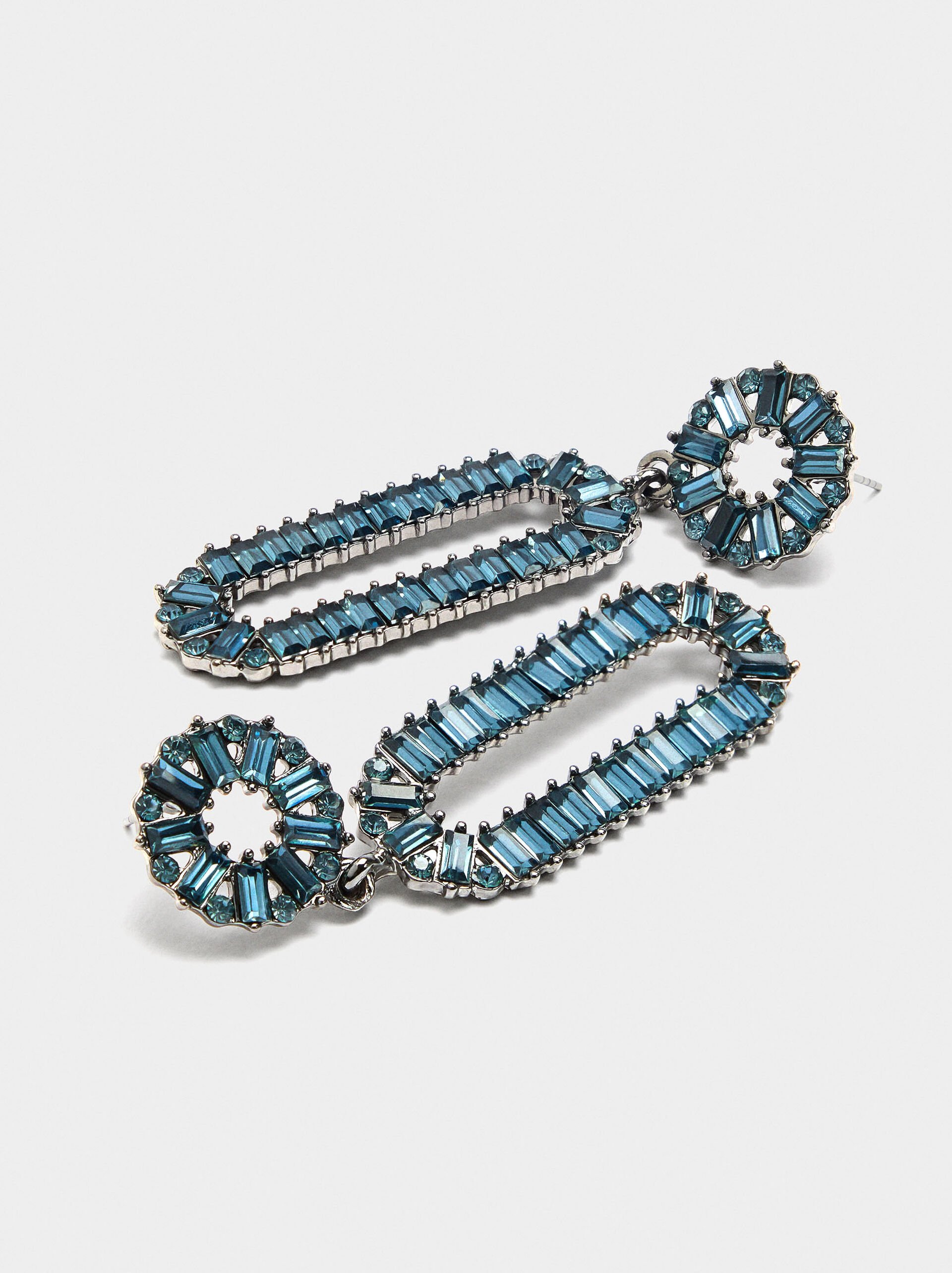 Maxi elongated earrings with crystals image number 2.0