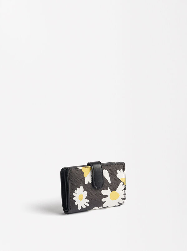 Daisy print textured wallet