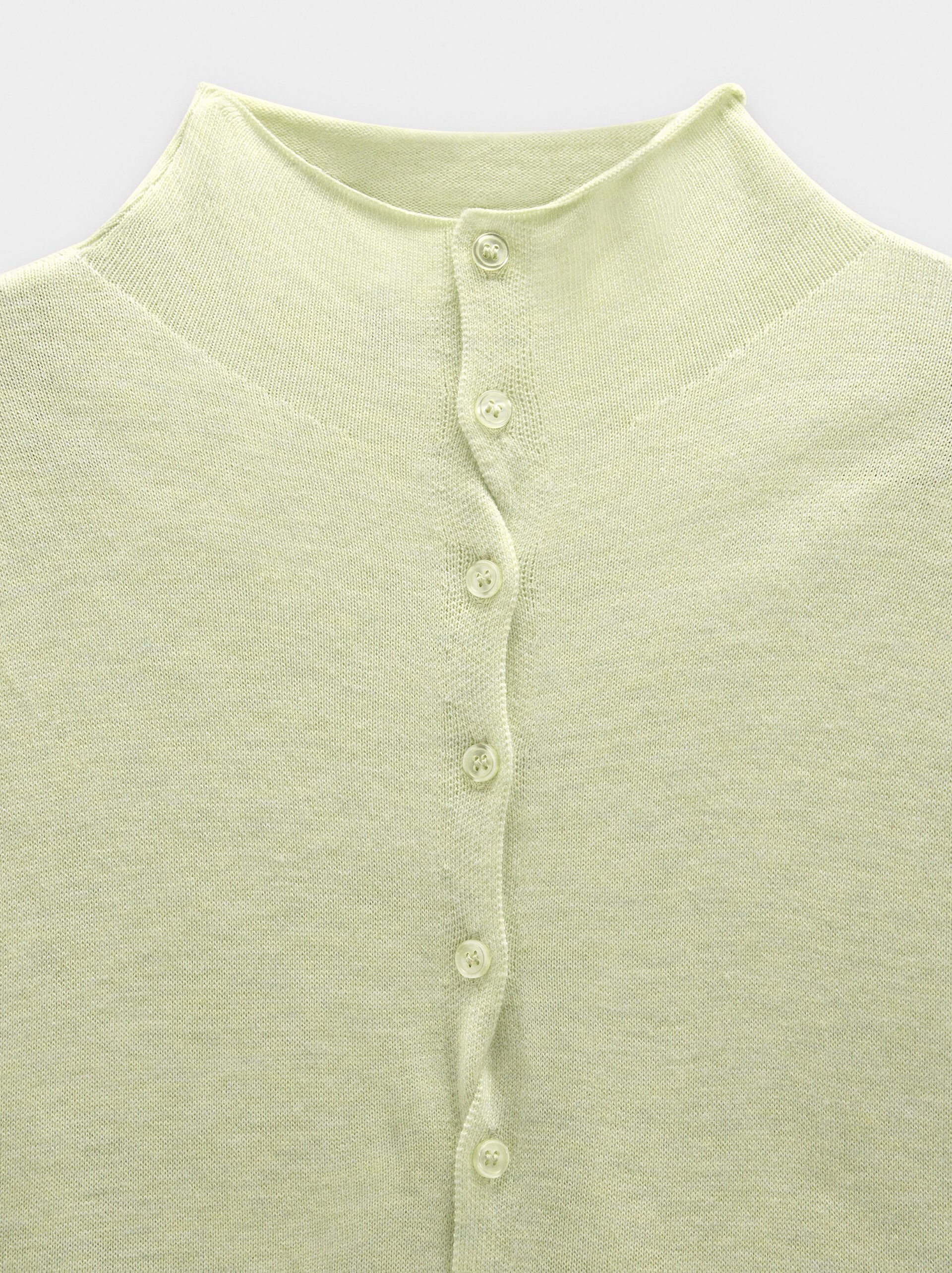 Knit mesh cardigan with high neck image number 6.0
