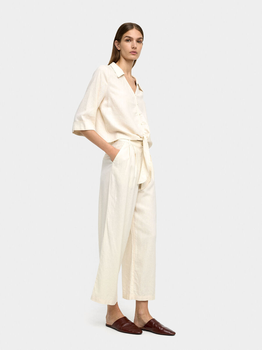 Linen-blend trousers