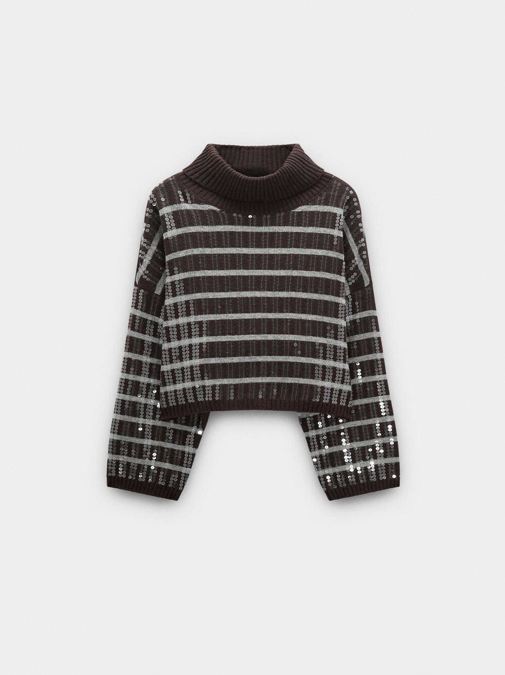 Knit sweater with stripes and sequins