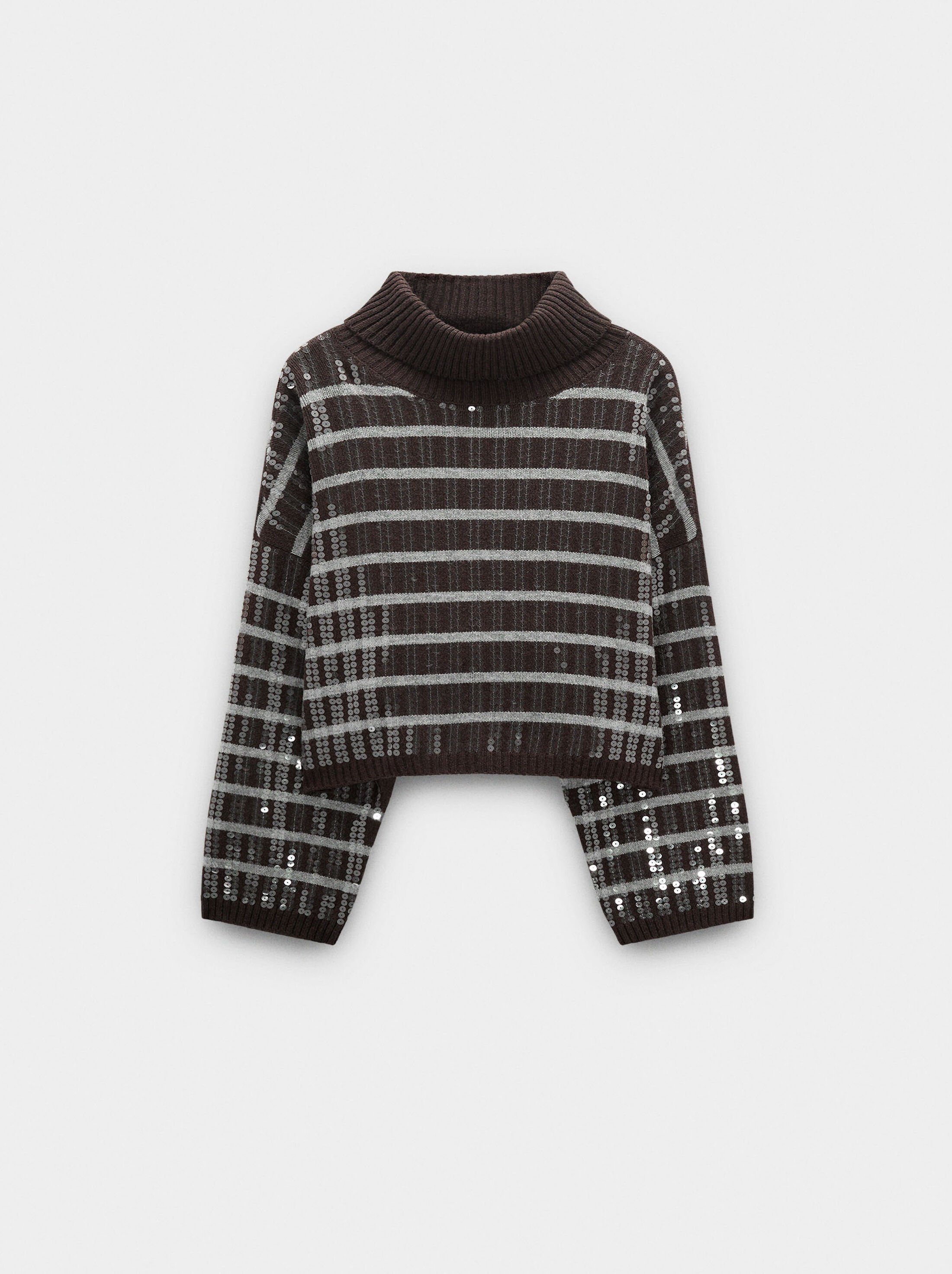 Camisola de malha às riscas com lantejoulas image number 5.0