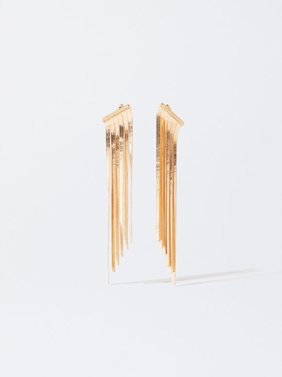 Long Golden Earrings, Golden, hi-res