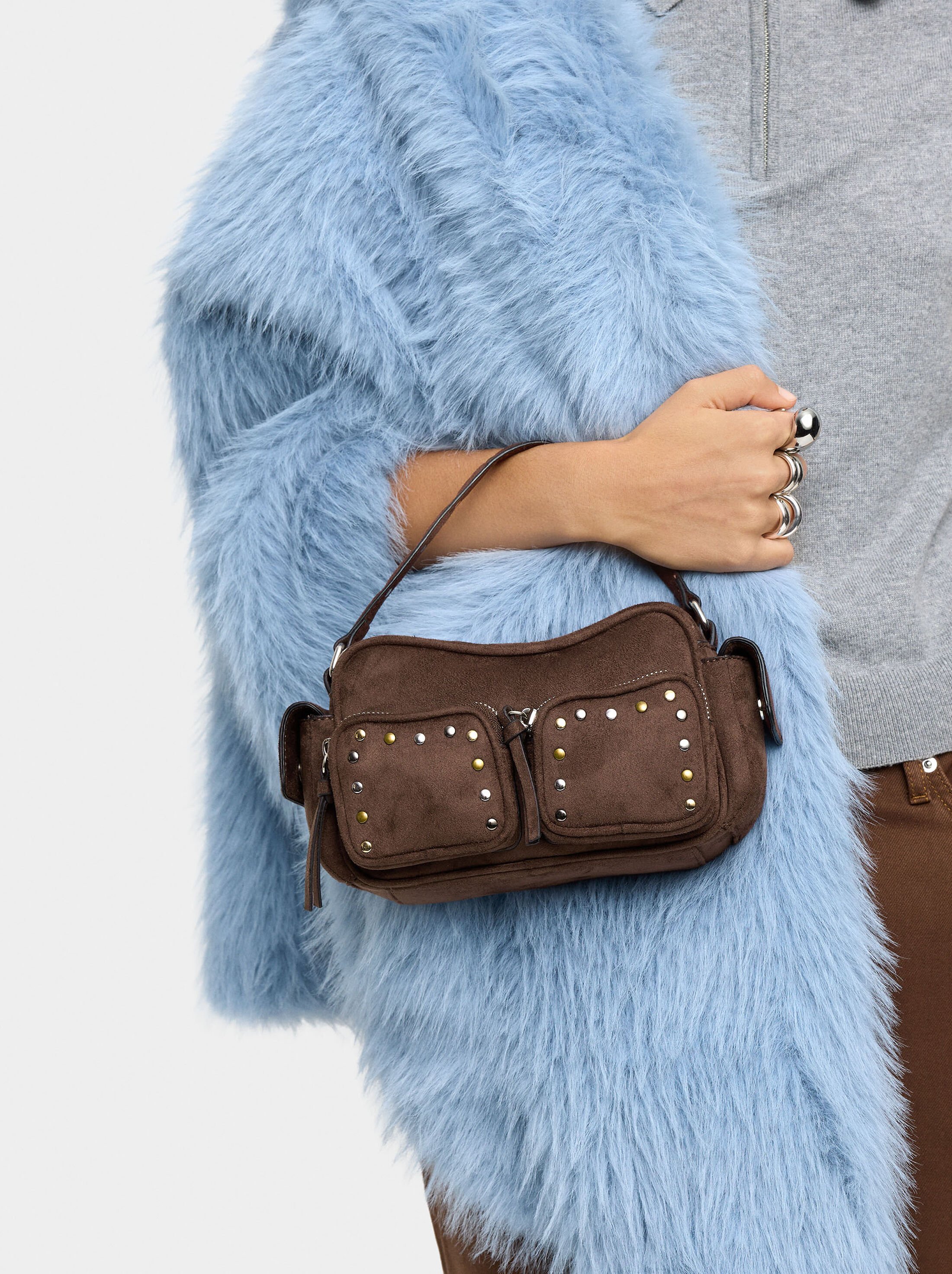 Leather-effect handbag with studs image number 1.0