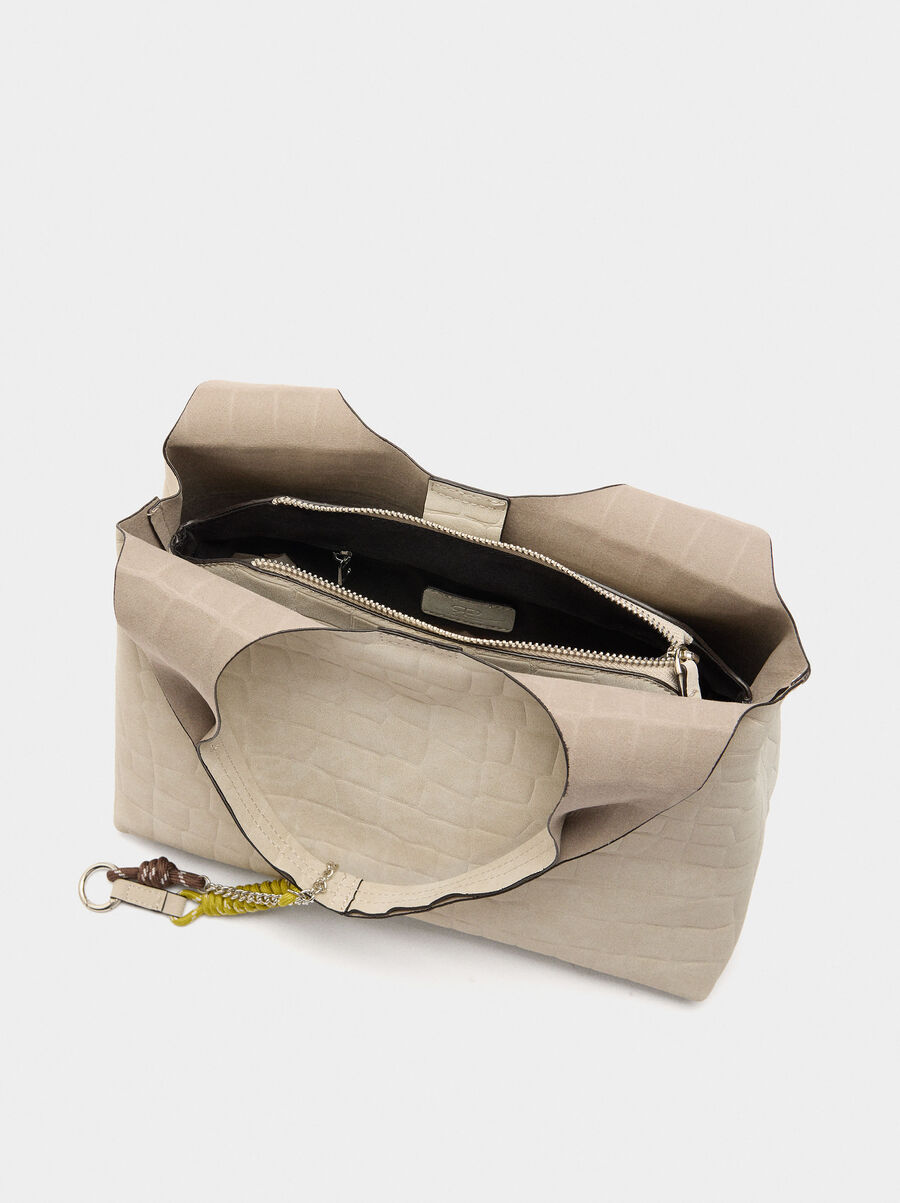 Shopper bag with animal embossing