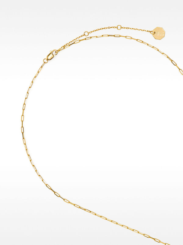 Link necklace with medal and freshwater pearl - 925 sterling silver