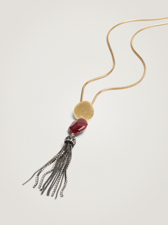 Long Necklace With Pendant, Bordeaux, hi-res