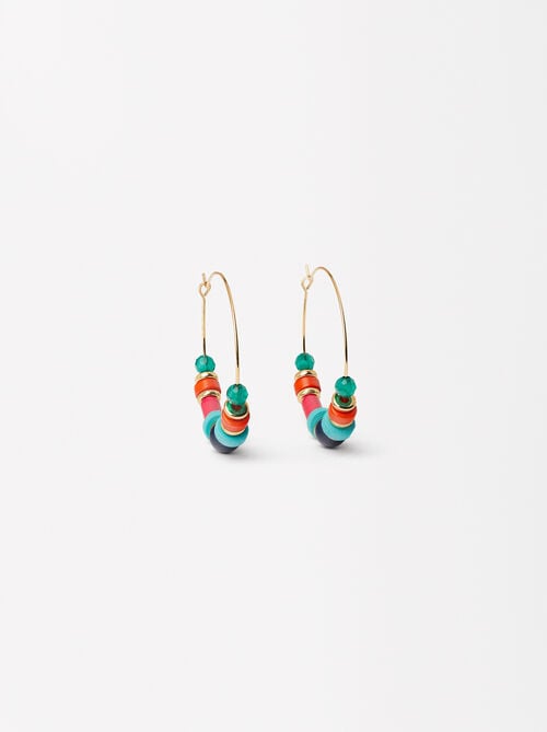 Hoops Earrings With Multicolored Beads