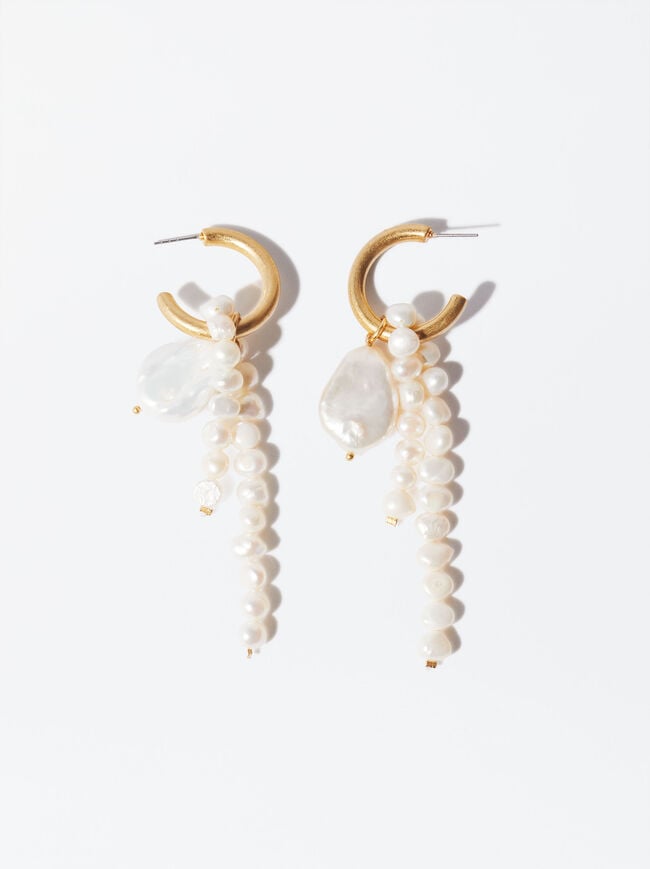 Hoop Earrings With Fresh Water Pearl image number 1.0