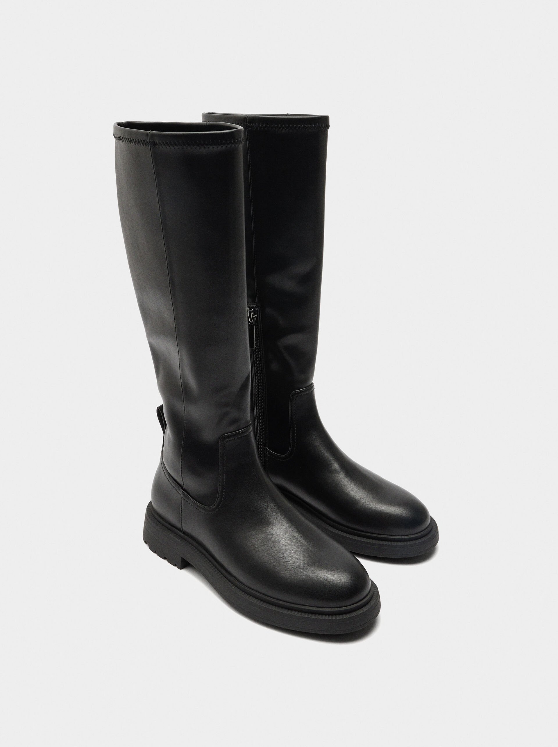 Bottes hautes avec talon bas image number 2.0
