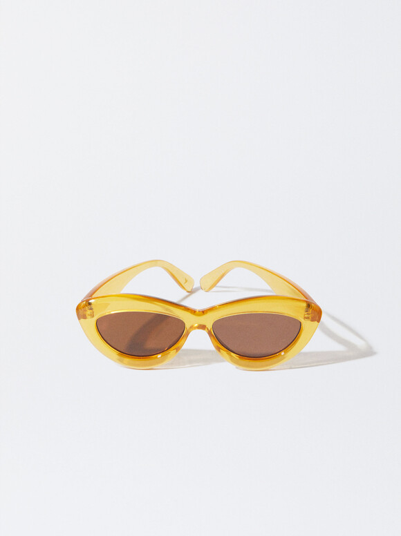Óculos De Sol Cat Eye, Amarelo, hi-res