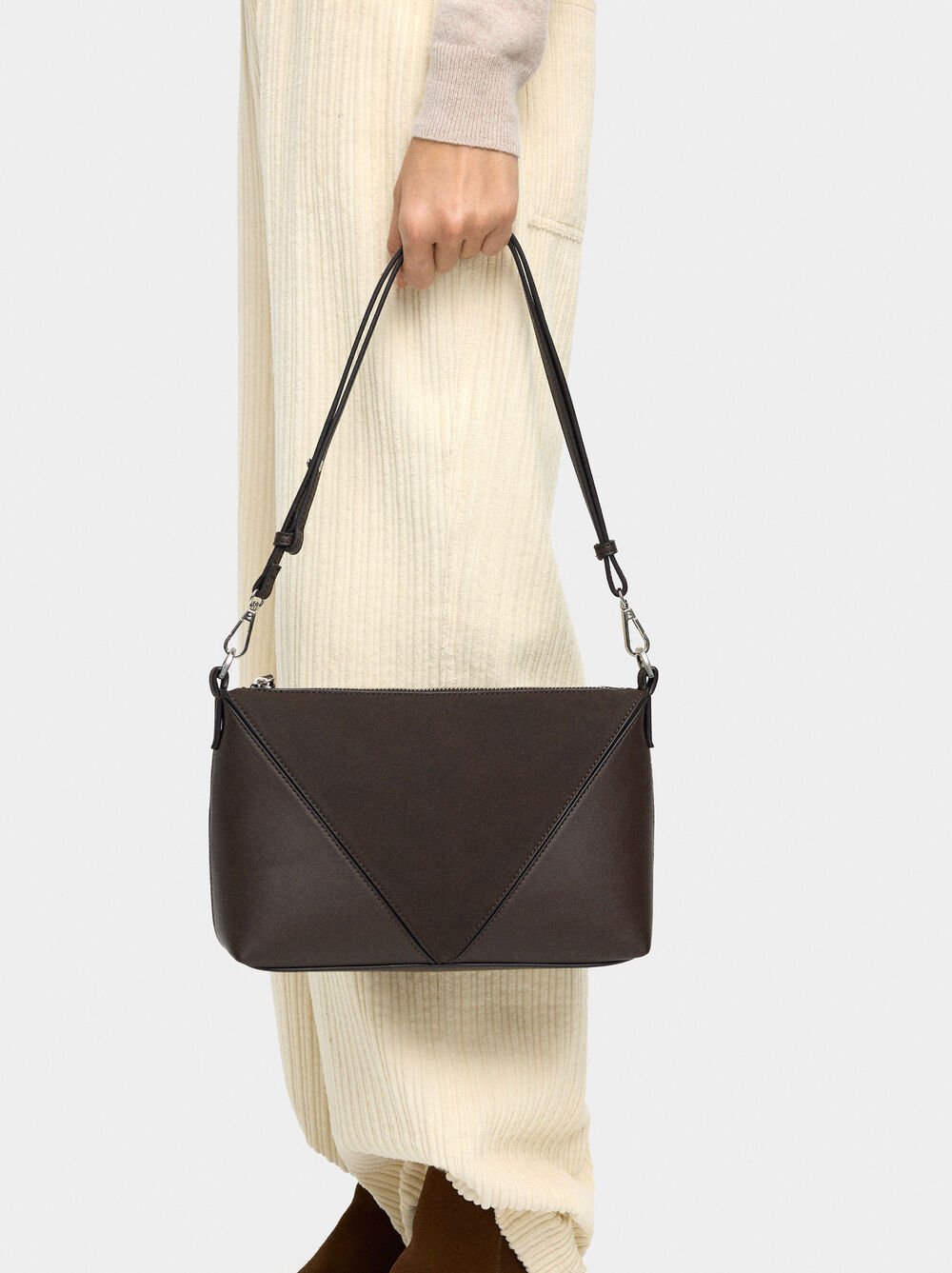 Borsa con tracolla contrasto di texture