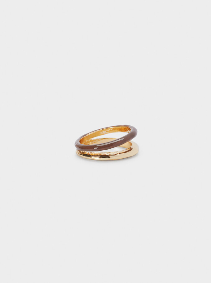 Band Ring With Enamel, Brown, hi-res