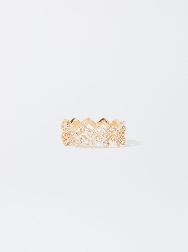 Zig Zag Ring With Crystals