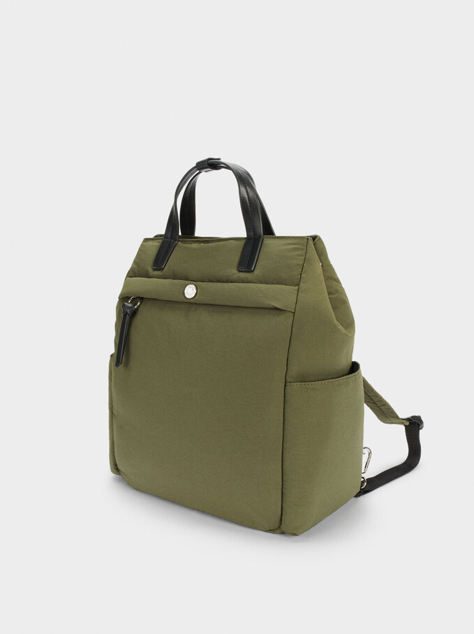 Nylon Backpack Made From Recycled Materials, Khaki, hi-res