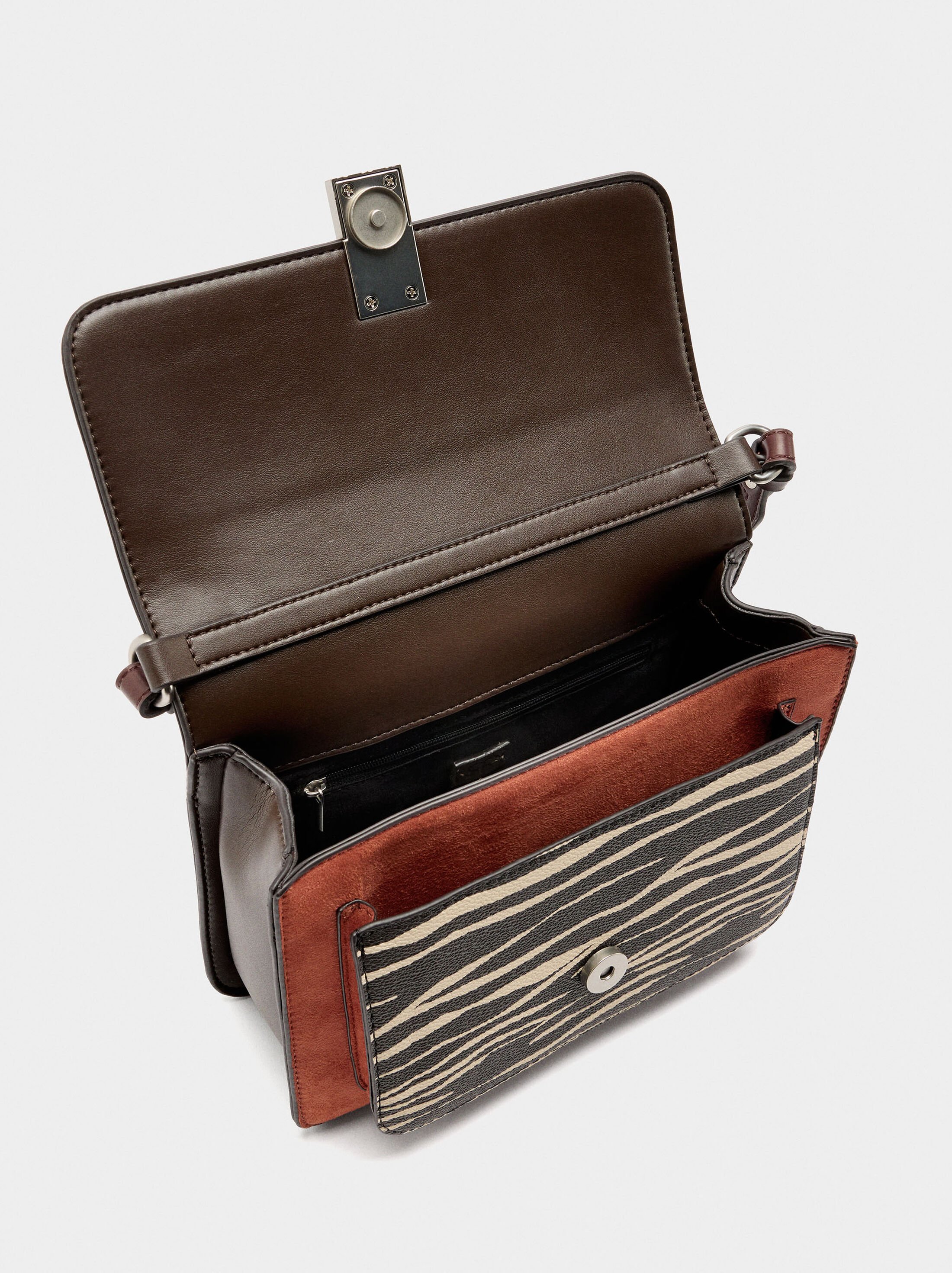 Animal printed crossbody bag with flap image number 4.0