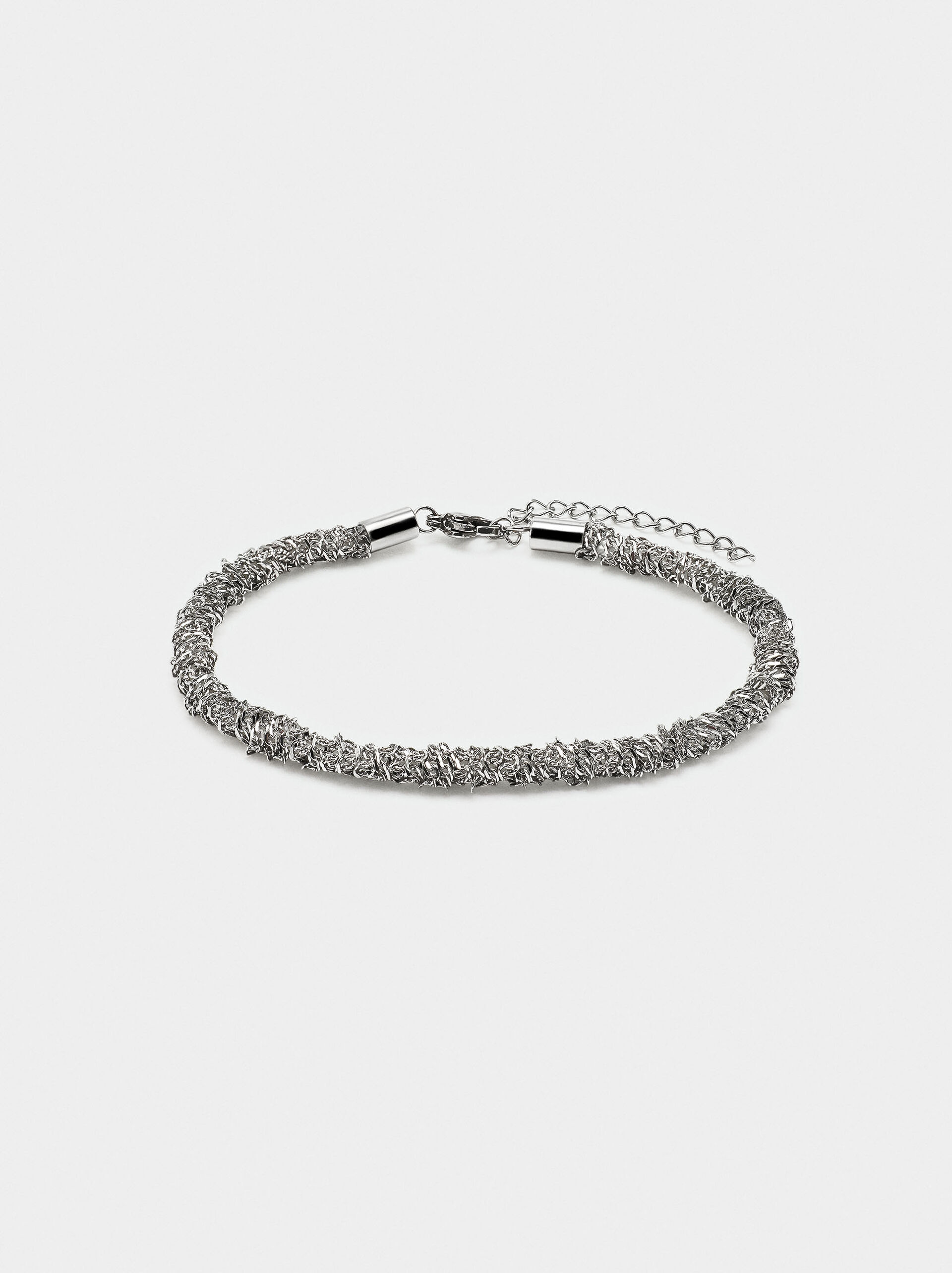 Tubular bracelet with interlaced links - stainless steel image number 0.0