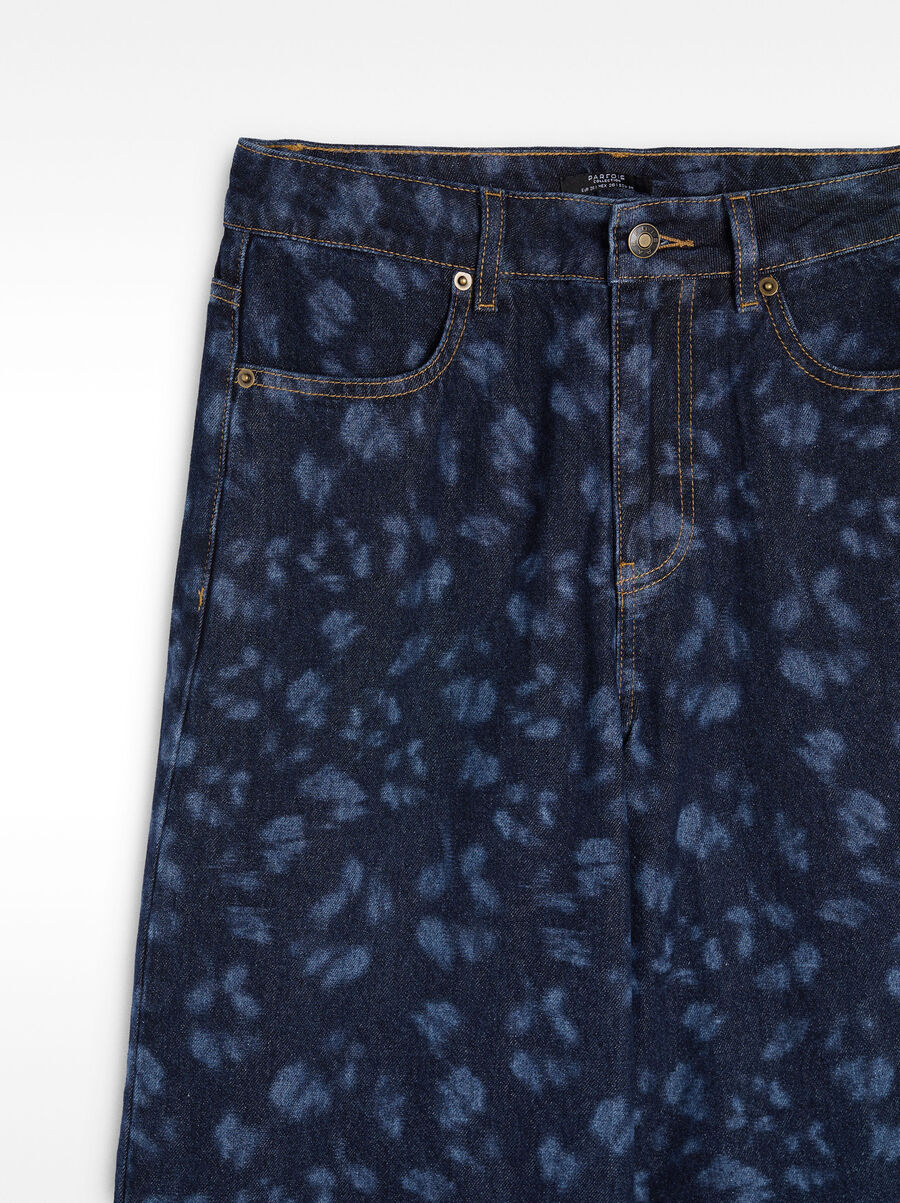 Printed denim pants