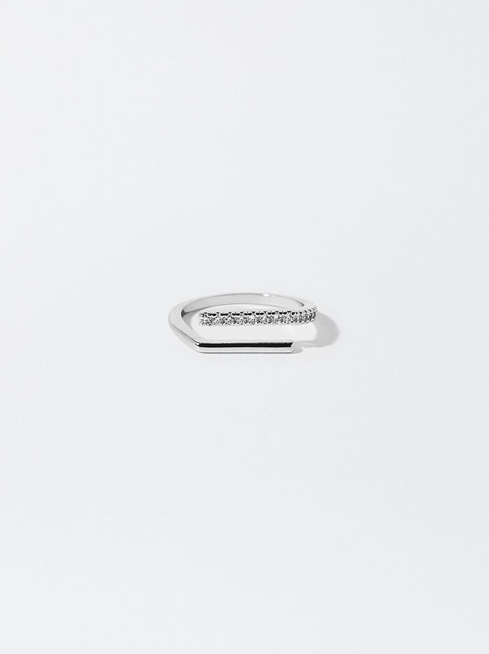 Silver-Plated Ring With Cubic Zirconia