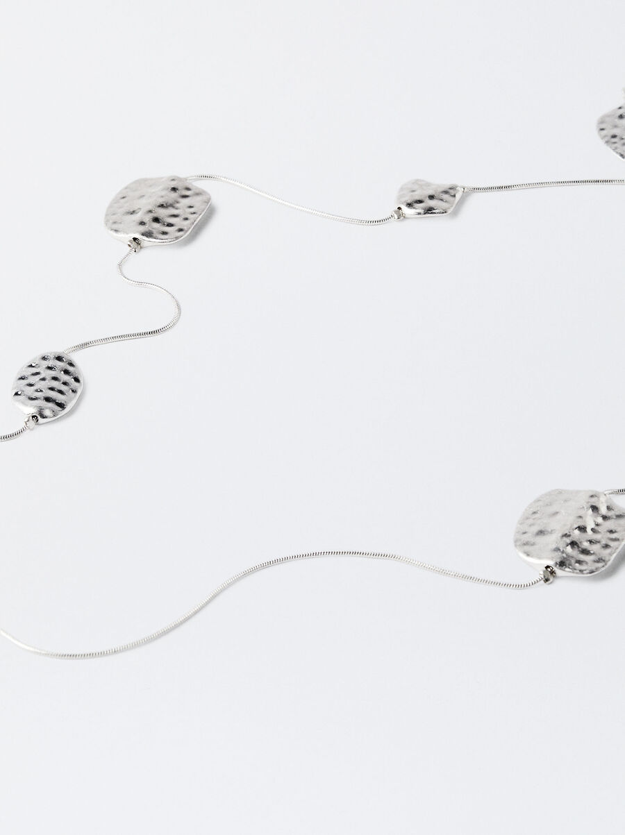 Long silver necklace