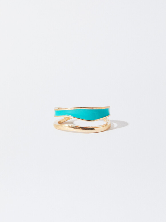 Enamel Ring, Blue, hi-res