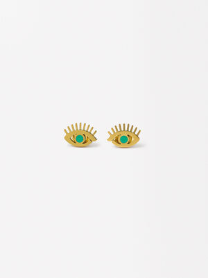 Stainless Steel Earrings With Eye Charm image number 1.0
