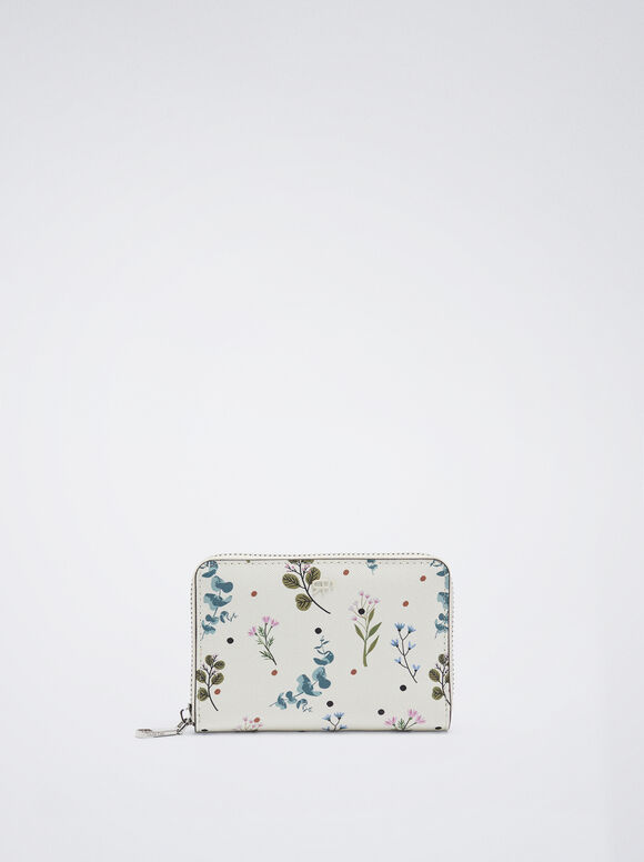 Floral Print Purse, Ecru, hi-res