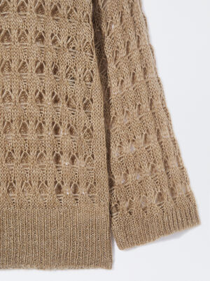 Offener Strickpullover Mit Wolle image number 3.0