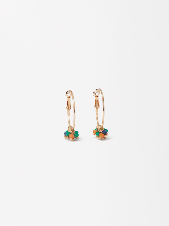 Hoop Earrings With Crystals, Multicolor, hi-res