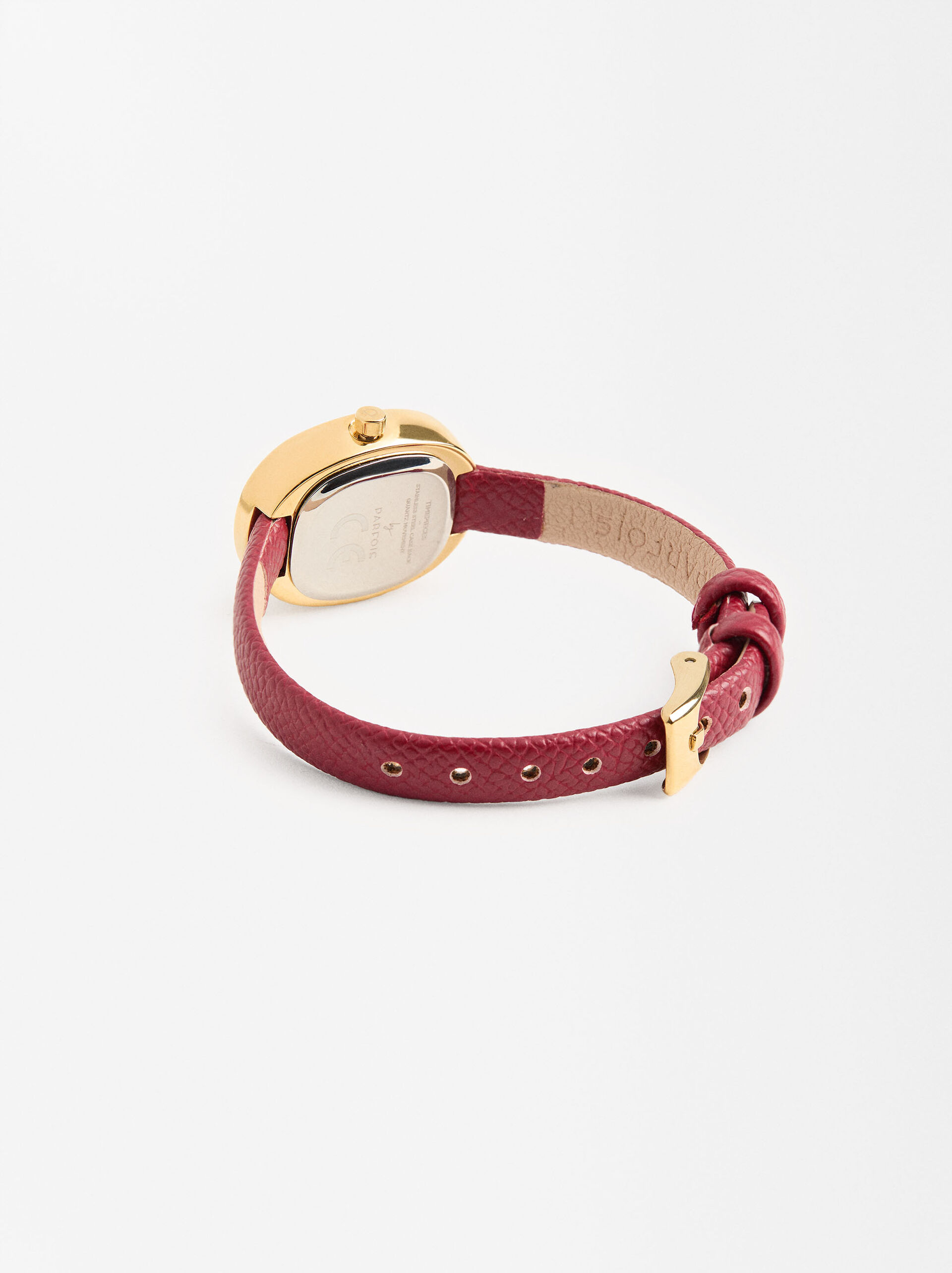 Oval watch with textured bracelet image number 2.0