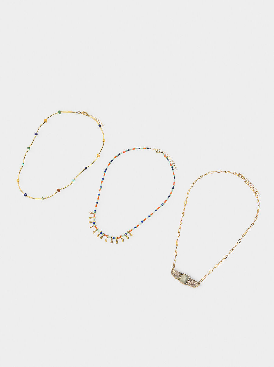 Set of necklaces with stone beads