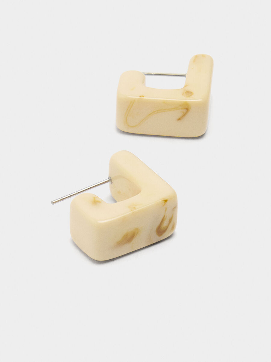 Rectangular hoop earrings with stone effect