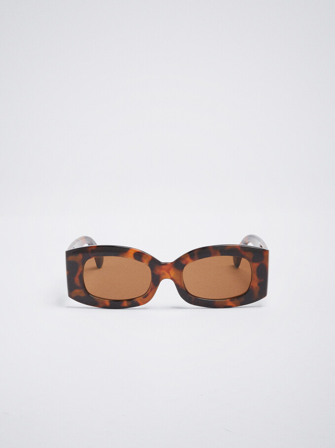Quadratische Sonnenbrille In Schildpattoptik, Braun, hi-res