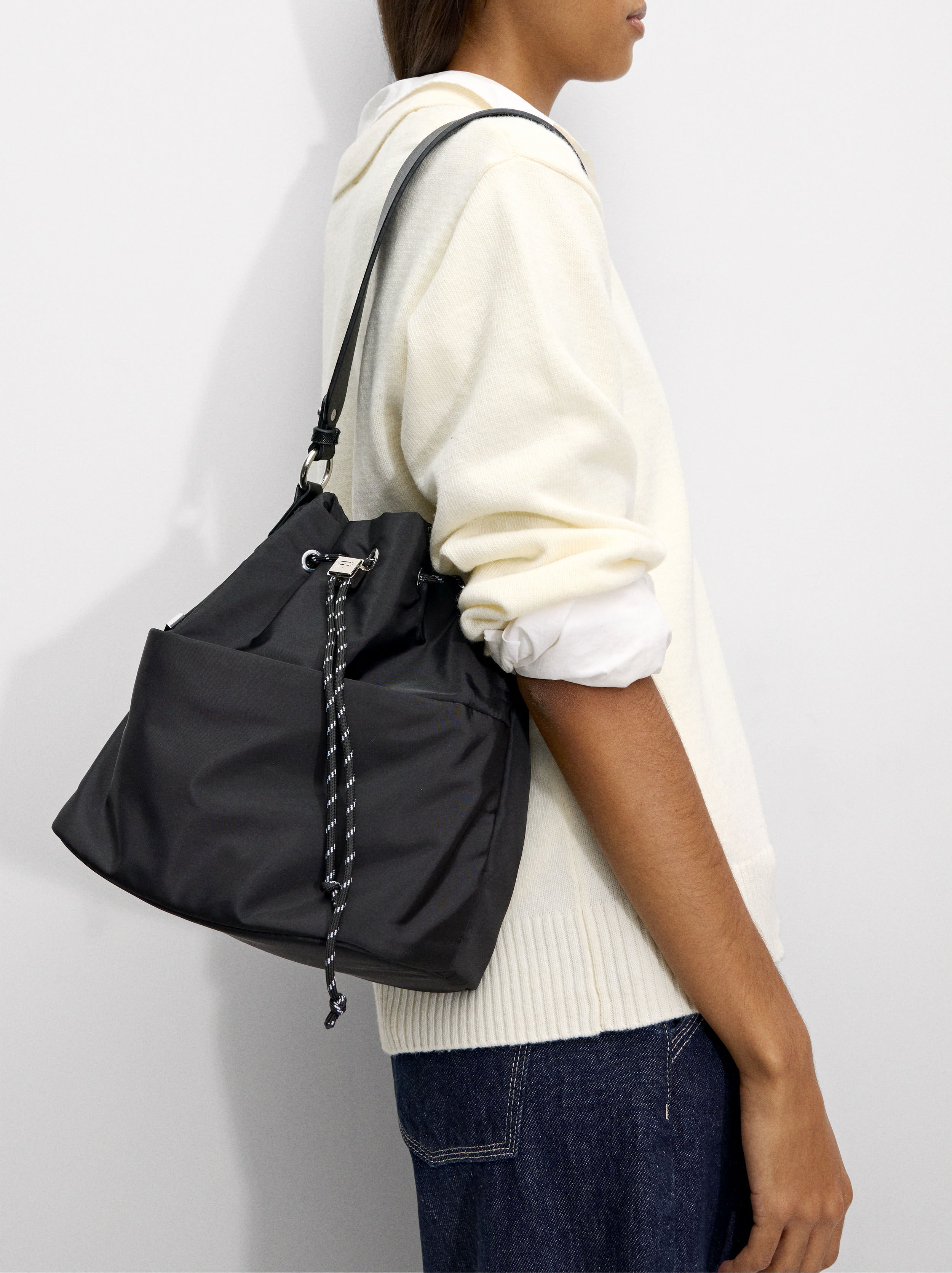 Nylon black shoulder bag 2025