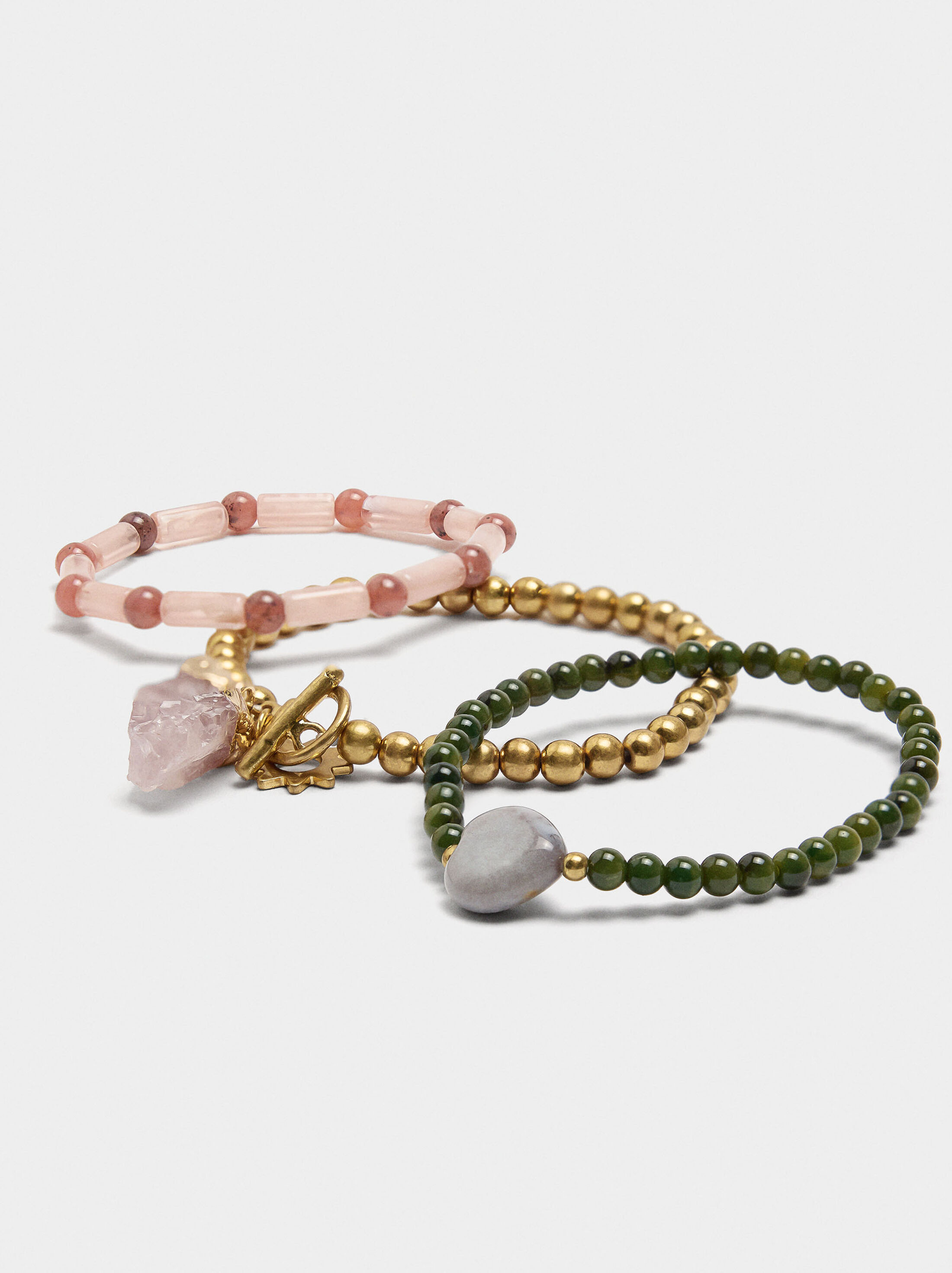 Set of elastic bracelets with stones image number 1.0