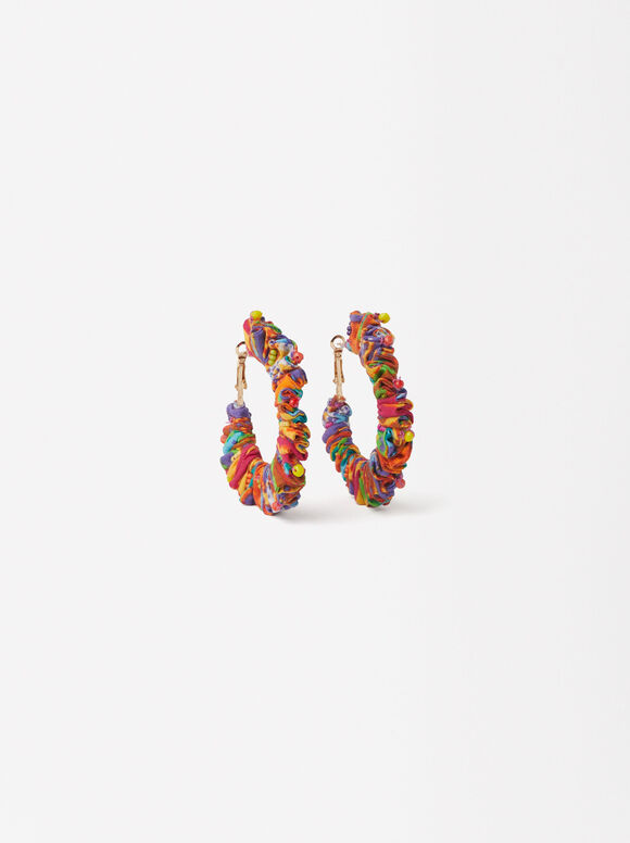 Recycled Cotton Hoop Earrings - Limited Edition, Multicolor, hi-res