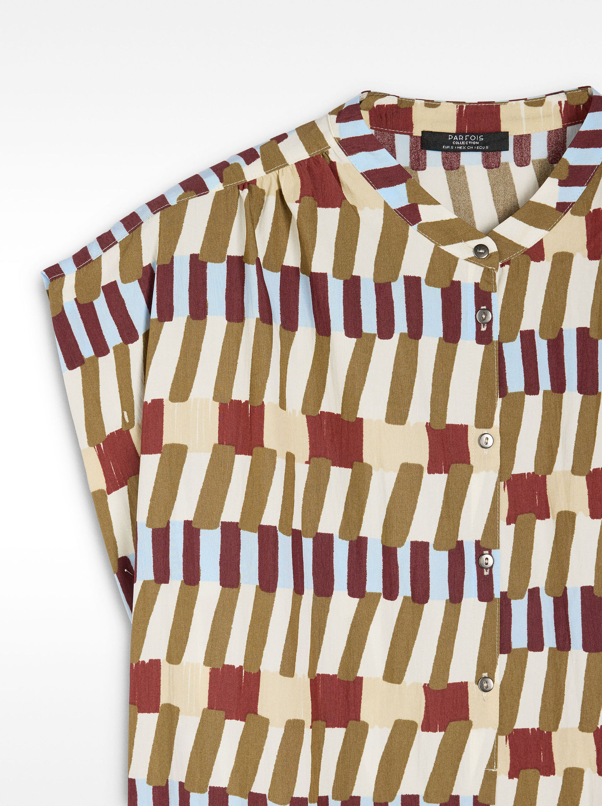Printed top with mandarin collar image number 6.0
