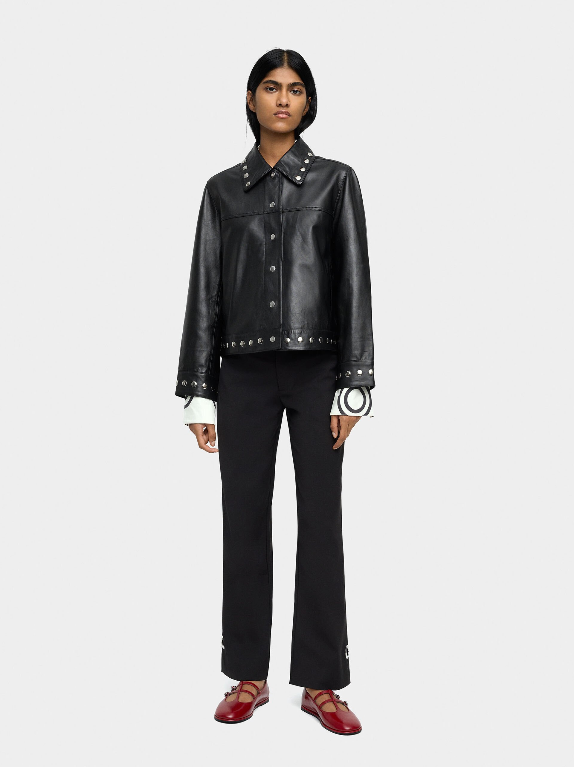 Leather jacket with studs image number 4.0