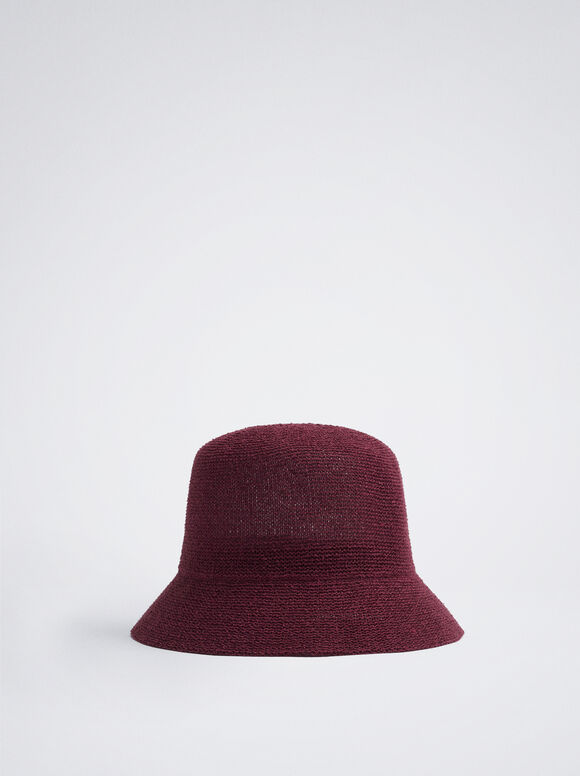 Knitted Bucket Hat, Bordeaux, hi-res