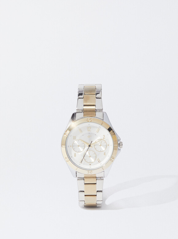 Orologio In Acciaio Con Bracciale Bicolore, Multicolore, hi-res