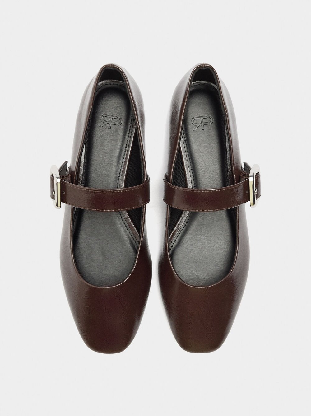 Ballet flats with strap and square buckle