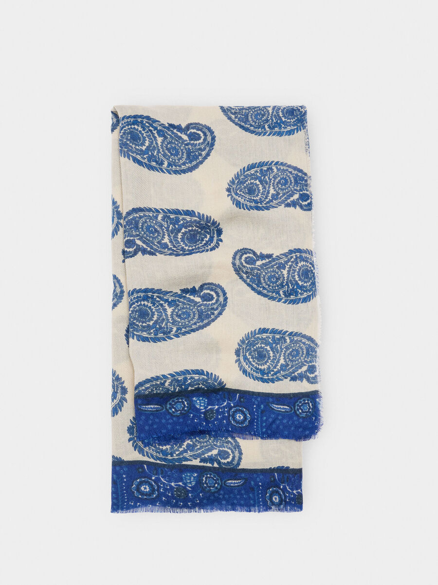 Printed scarf with wool blend