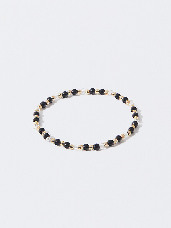 Adjustable Bracelet With Stones, Black, hi-res