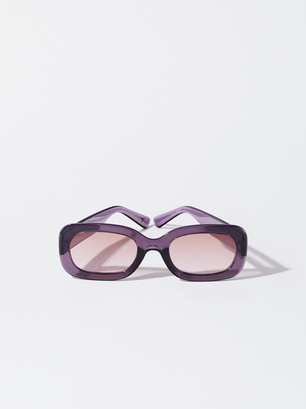 Square Frame Sunglasses, Purple, hi-res