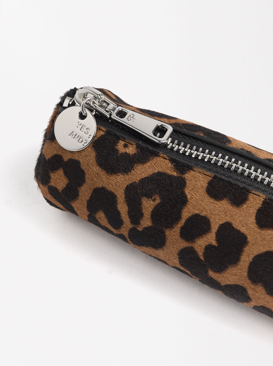 Federmäppchen aus Leder mit Leopardenmuster